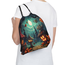 DistinctInk Drawstring Bag / Backpack with Trick or Treat Fun Design for Halloween