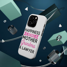 DistinctInk ToughCase for Apple iPhone, Compatible with MagSafe Charging - Happiness is Being a Mother Grandma Lawyer