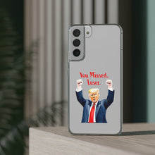 DistinctInk Clear Case for Apple iPhone or Samsung Galaxy - Trump "You Missed, Loser" Cartoon Design
