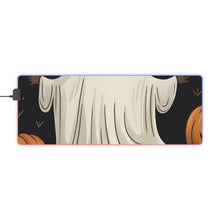 DistinctInk LED Gaming Mouse Pad with Ghastly Skeleton Pumpkin Design for Halloween