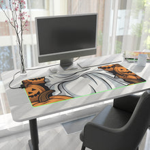 DistinctInk LED Gaming Mouse Pad with Skeletal Ghostly Pumpkin Patch Design for Halloween