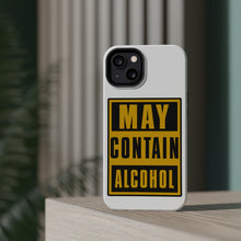 DistinctInk ToughCase for Apple iPhone, Compatible with MagSafe Charging - May Contain Alcohol Warning Sign