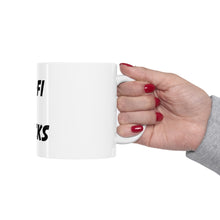 DistinctInk Glossy White Coffee / Tea Mug - Sci-Fi & Snacks