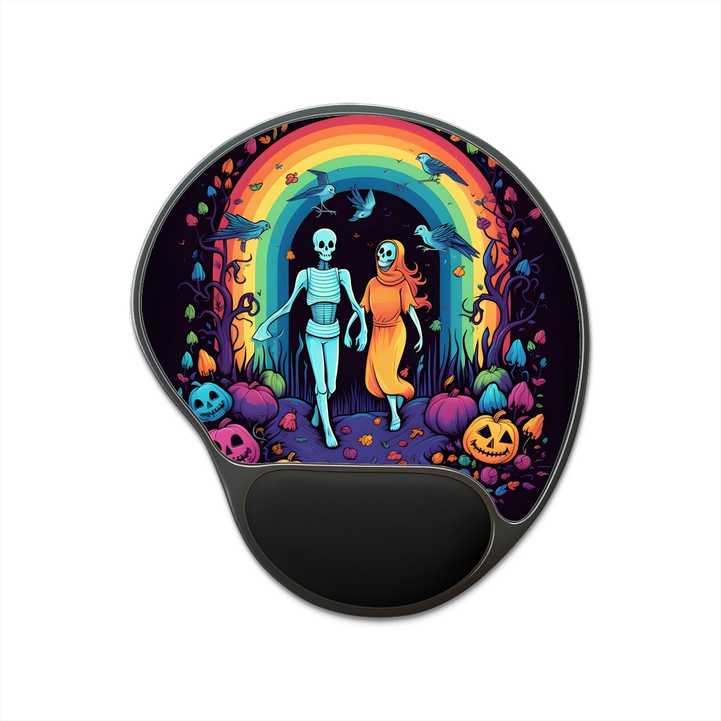 DistinctInk Mouse Pad with Wrist Rest  with The Enduring Beauty of Writing Design for Halloween  LGBTQ+ Pride
