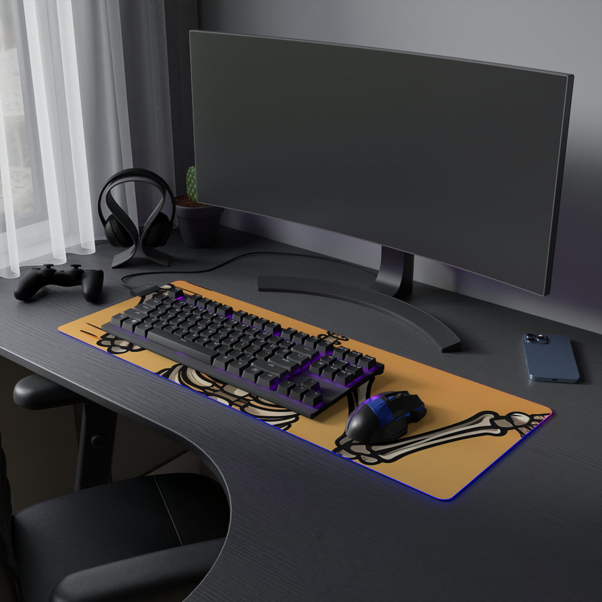 LED Gaming Mouse Pad with Skelefun Halloween Design for Halloween, view 21