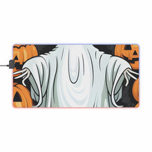DistinctInk LED Gaming Mouse Pad with Ghost Skeleton Pumpkins Pattern Design for Halloween