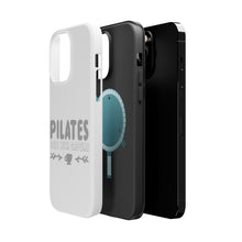 DistinctInk ToughCase for Apple iPhone, Compatible with MagSafe Charging - Pilates Best With Caffeine