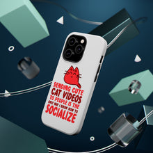 DistinctInk ToughCase for Apple iPhone, Compatible with MagSafe Charging - Sending Cute Cat Videos How I Socialize