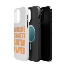 DistinctInk ToughCase for Apple iPhone, Compatible with MagSafe Charging - World's Okayest Guitar Player