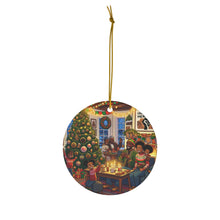 DistinctInk Hanging Ceramic Christmas Tree Ornament Charm with Gold String - Great Gift/Present - 2 3/4 inch Diameter - Celebrating Heritage at Christmas