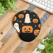DistinctInk Mouse Pad with Wrist Rest  with Spooky Skeleton Pumpkin Patch Design for Halloween