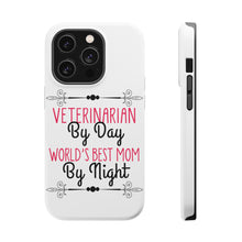 DistinctInk ToughCase for Apple iPhone, Compatible with MagSafe Charging - Vet By Day, Best Mom By Night