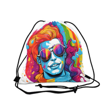 DistinctInk Drawstring Bag Backpack with Leading with Courage and Grace Design for LGBTQ+ Pride