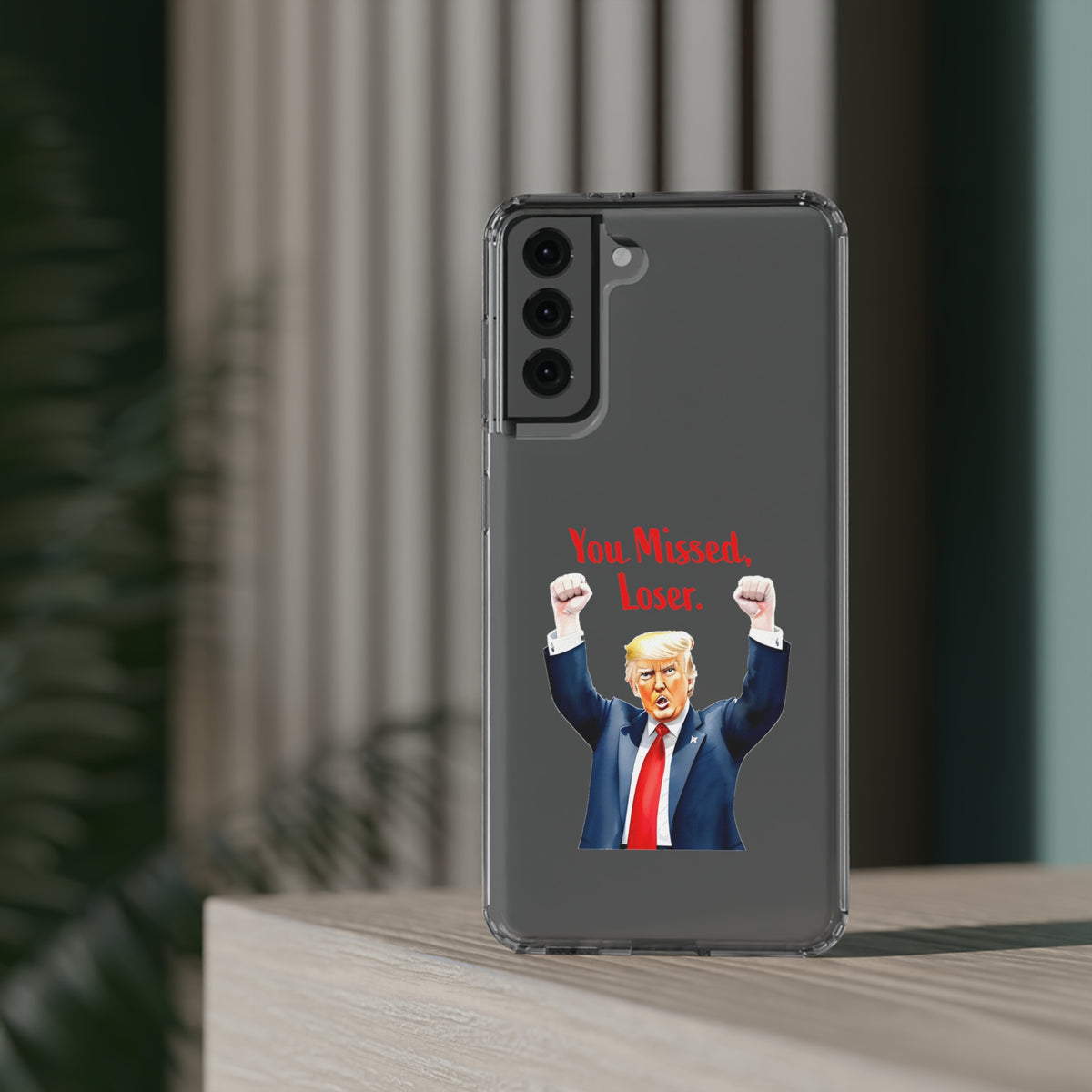 Clear Case for Apple iPhone or Samsung Galaxy - Trump "You Missed, Loser" Cartoon Design, view 23