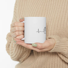 DistinctInk Glossy White Coffee / Tea Mug - Keep Calm and…. Flatline