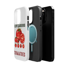 DistinctInk ToughCase for Apple iPhone, Compatible with MagSafe Charging - I Love Gardening from My Head Tomatoes