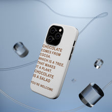 DistinctInk ToughCase for Apple iPhone, Compatible with MagSafe Charging - Chocolate Comes From Cocoa Is A Salad
