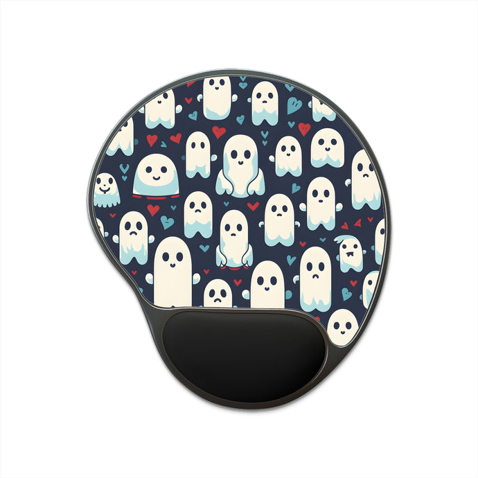 DistinctInk Mouse Pad with Wrist Rest  with Skelephants and Ghostly Ghouls Design for Halloween
