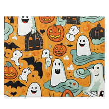 DistinctInk Jigsaw Puzzle with Flying Pumpkin Bats Design for Halloween