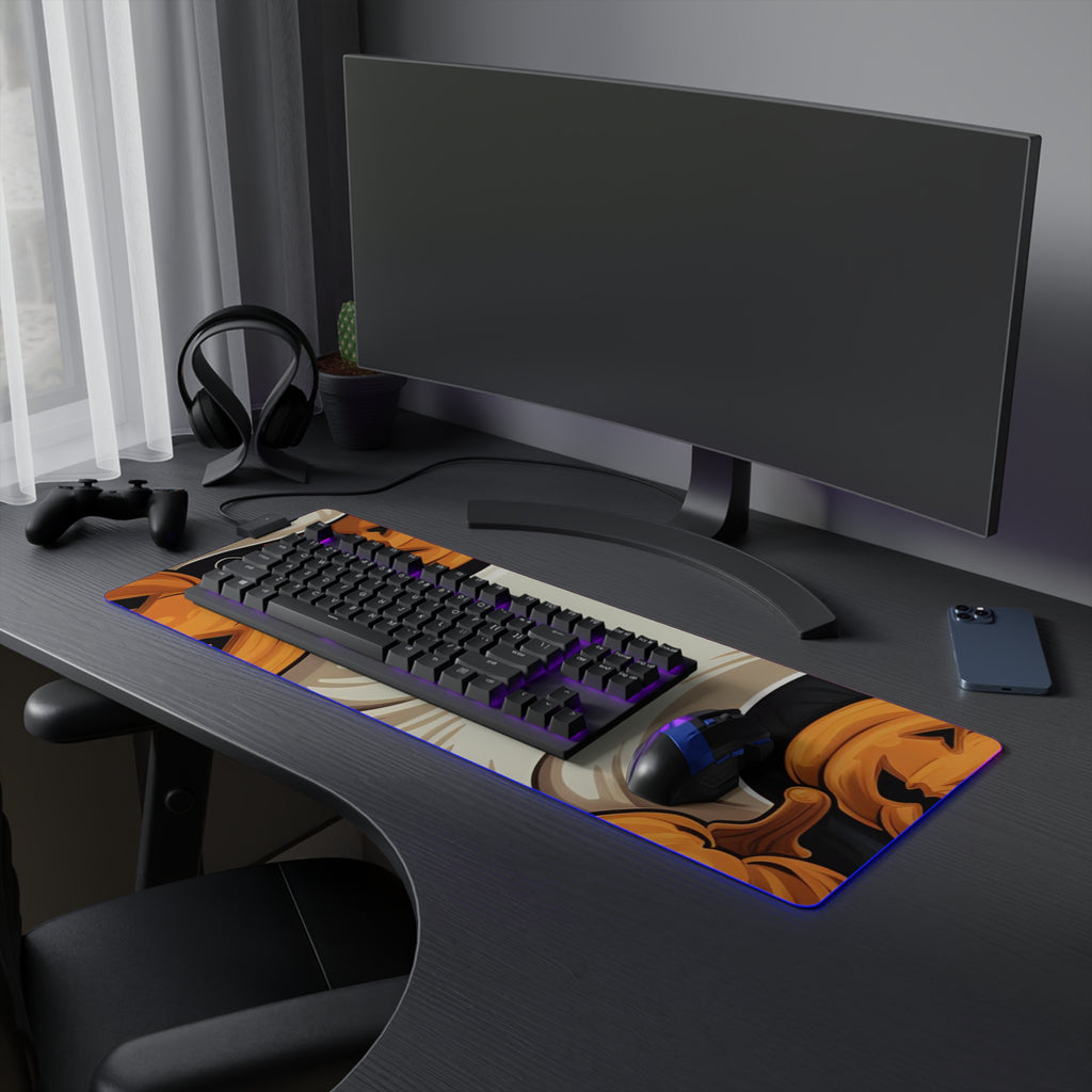 LED Gaming Mouse Pad with Haunted Skeleton Jack-O-Lantern Design for Halloween, view 21