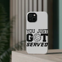 DistinctInk ToughCase for Apple iPhone, Compatible with MagSafe Charging - You Just Got Served Volleyball
