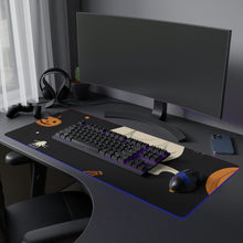 DistinctInk LED Gaming Mouse Pad with Spooky Skeleton Pumpkin Patch Design for Halloween