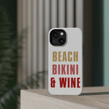 DistinctInk ToughCase for Apple iPhone, Compatible with MagSafe Charging - Beach Bikini & Wine