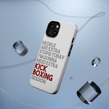 DistinctInk ToughCase for Apple iPhone, Compatible with MagSafe Charging - People Are Stupid Need Extra Kick Boxing