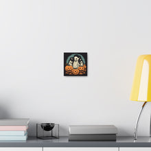 DistinctInk Canvas Wall Art with Spooky Skeleton Pumpkins for Halloween