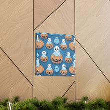 DistinctInk Canvas Wall Art with Ghost Skeleton Pumpkin Pattern for Halloween