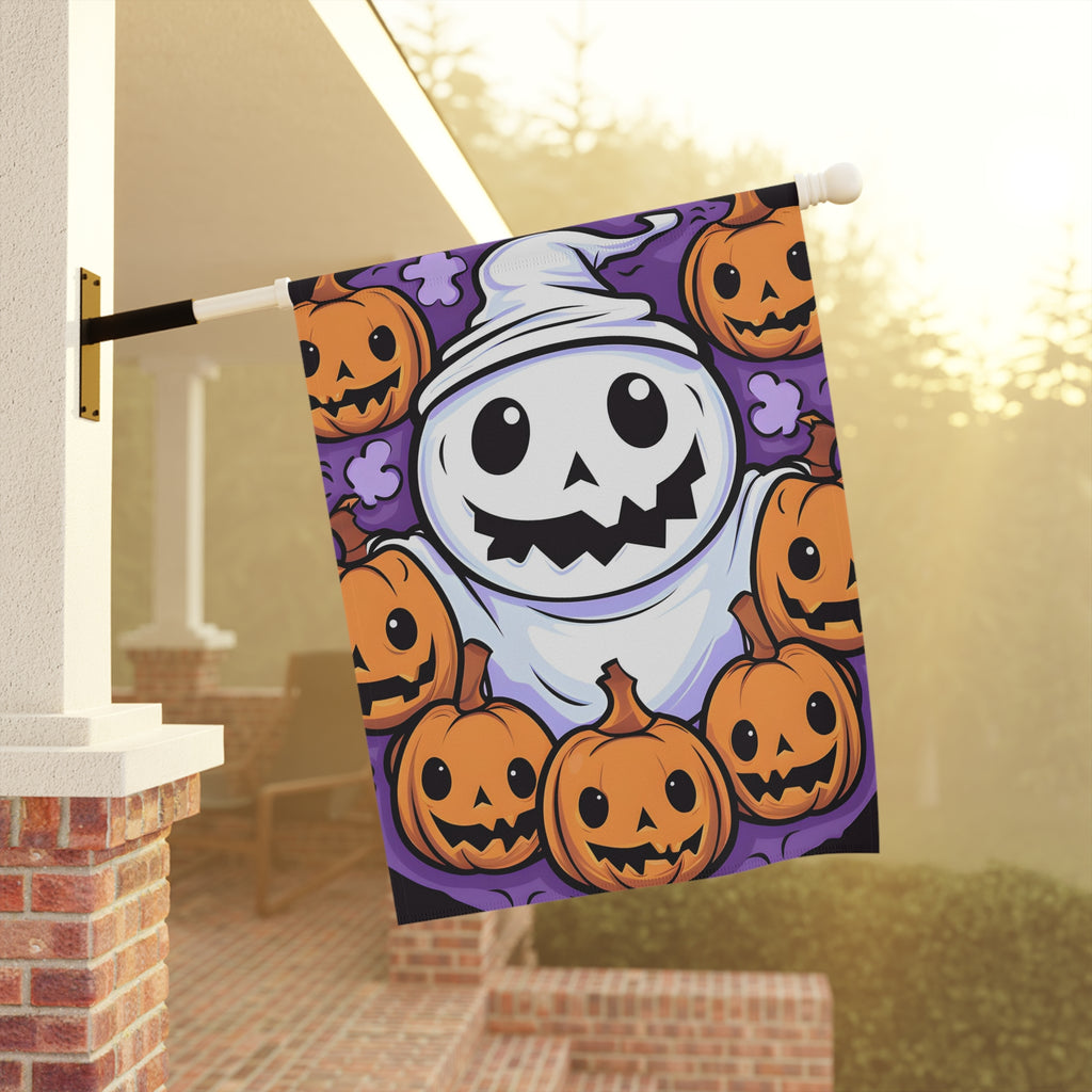 Garden & House Banner / Flag with Ghost Skeleton Pumpkins Design for Halloween, view 9