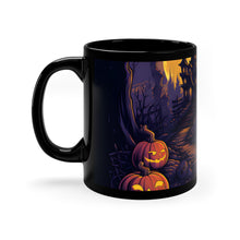 DistinctInk Black Coffee Mug - Ghostly Ghouls in the Graveyard for Halloween