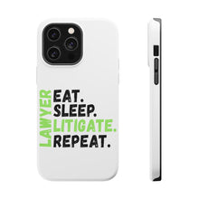DistinctInk ToughCase for Apple iPhone, Compatible with MagSafe Charging - Lawyer Eat Sleep Litigate Repeat