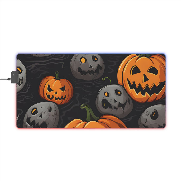 DistinctInk LED Gaming Mouse Pad with Haunted Harvest Time Design for Halloween