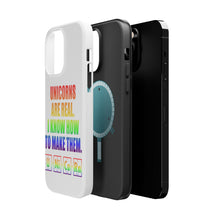 DistinctInk ToughCase for Apple iPhone, Compatible with MagSafe Charging - Unicorns Are Real. I Know How To Make Them