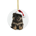 Hanging Ceramic Christmas Tree Ornament with Gold String - Finnish Lapphund Puppy Design