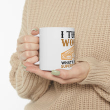 DistinctInk Glossy White Coffee / Tea Mug - Turn Wood into Things What's Your Superpower