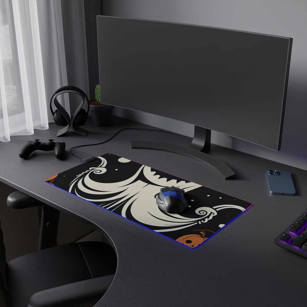 LED Gaming Mouse Pad with Ghost Skeleton Cartoon Pumpkins Design for Halloween, view 9
