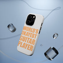 DistinctInk ToughCase for Apple iPhone, Compatible with MagSafe Charging - World's Okayest Guitar Player