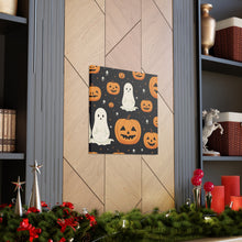 DistinctInk Canvas Wall Art with Spooky Skeleton Pumpkin Patch for Halloween