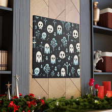 DistinctInk Canvas Wall Art with Ghastly Skeletal Shadows for Halloween