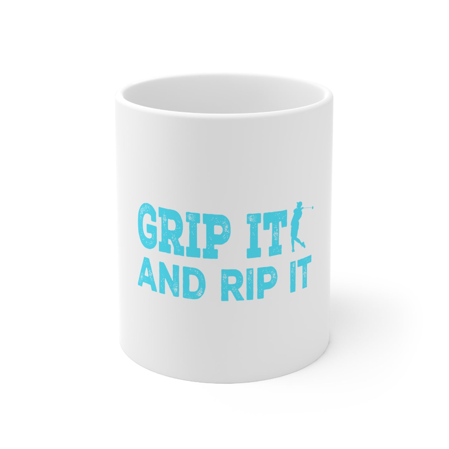 DistinctInk Glossy White Coffee / Tea Mug - Golf Grip It And Rip It