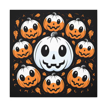 DistinctInk Canvas Wall Art with Ghost Skeleton Cartoon Pumpkin for Halloween
