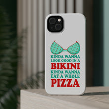 DistinctInk ToughCase for Apple iPhone, Compatible with MagSafe Charging - Kinda Wanna Look Good in Bikini Want Whole Pizza