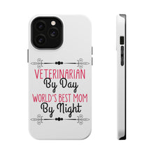 DistinctInk ToughCase for Apple iPhone, Compatible with MagSafe Charging - Vet By Day, Best Mom By Night