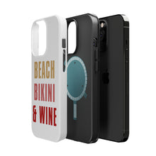 DistinctInk ToughCase for Apple iPhone, Compatible with MagSafe Charging - Beach Bikini & Wine