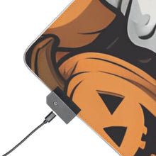 DistinctInk LED Gaming Mouse Pad with Skeletal Ghostly Pumpkin Patch Design for Halloween