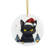 DistinctInk Hanging Ceramic Christmas Tree Ornament with Gold String - Great Gift/Present - 2 3/4 inch Diameter - Bombay Cat Design