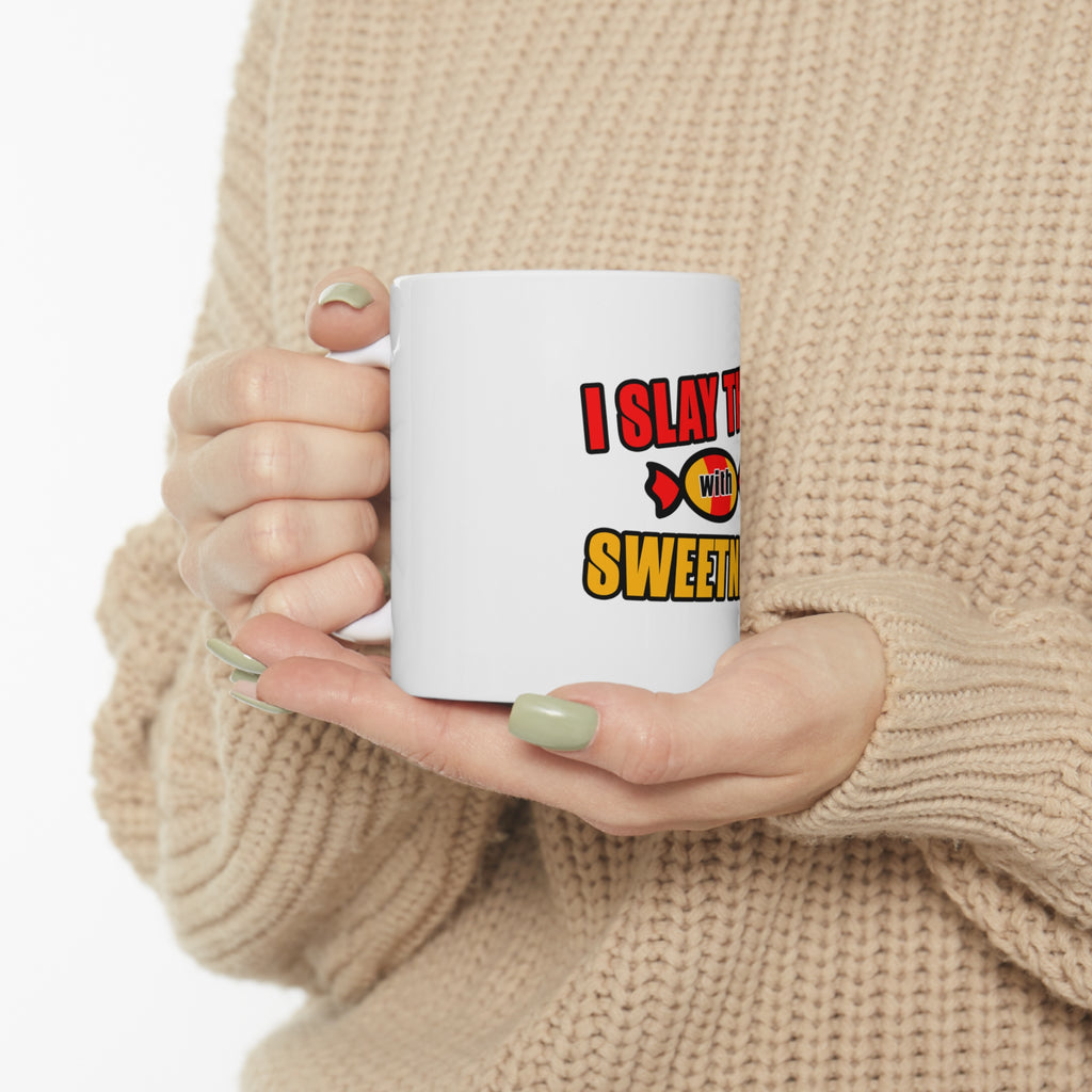 Glossy White Coffee / Tea Mug - I Slay Them With Sweetness, view 10