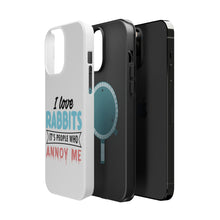 DistinctInk ToughCase for Apple iPhone, Compatible with MagSafe Charging - Love Rabbits - People Annoy Me